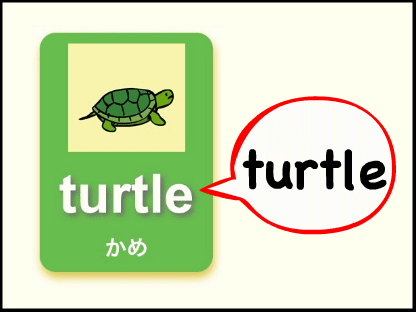 turtleのフォニックスのカードはアルファベットを押すと、発音が聞けます